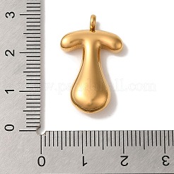 イオンプレーティング（IP）304ステンレスペンダント  バルーンレターチャーム  ゴールドカラー  文字t  26x15.5x6mm  穴：2mm&nbsp;STAS-M017-08G-21
