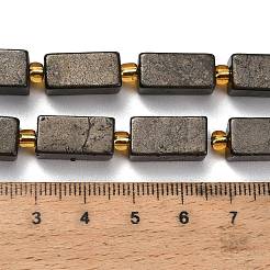 天然ゴールドパイライト/ゴールデンパイライトビーズ連売り  直方体の  シードビーズで  16x8x8mm  穴：1.2mm  約10個/連  7.32''（18.6センチメートル）&nbsp;G-F833-C01-02