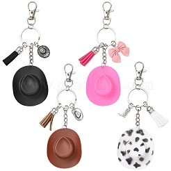 Plastic & Alloy & Faux Suede Tassel Pendant Keychains&nbsp;KEYC-YW00304-01