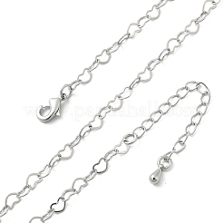 Brass Heart Link Chain Necklaces&nbsp;NJEW-A042-10P