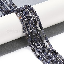 天然のアイオライトビーズ連売り  多面カット  ラウンド  4~4.5mm  穴：0.7mm  約88~107個/連  14.80~15.59''（37.6~39.6センチメートル）&nbsp;G-G139-A11-03