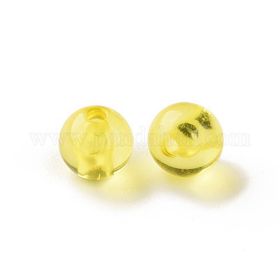 透明なアクリルビーズ  ラウンド  きいろ  8x7mm  穴：2mm  約1745個/500g&nbsp;MACR-S370-A8mm-717-1