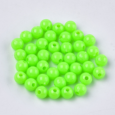 不透明なプラスチックビーズ  ラウンド  ライム  6x5.5mm  穴：1.8mm  約4790個/500g&nbsp;KY-T005-6mm-609-1