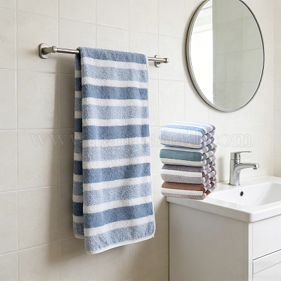 Polyester Stripe Towel&nbsp;AJEW-FZC0001-007C-1