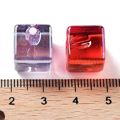 UVメッキ透明アクリルビーズ  虹色の  キューブ  ミックスカラー  12x12x12mm  穴：2.2mm&nbsp;MACR-K356-10-1