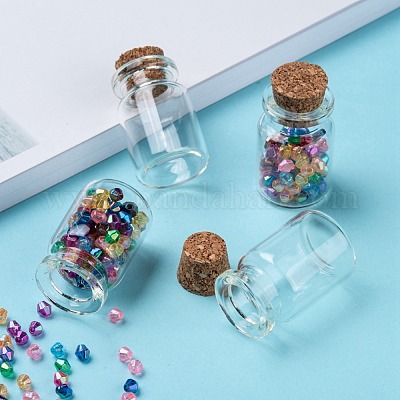 ガラス希望瓶ビーズ容器 コルクボトル 透明 2.2x3.3cm ボトル