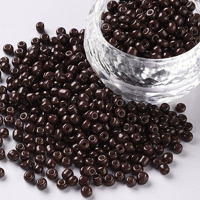 焼付塗装ガラスシードビーズ  ココナッツブラウン  8/0  3mm  穴：1mm  約10000個/袋&nbsp;SEED-S002-K18-1