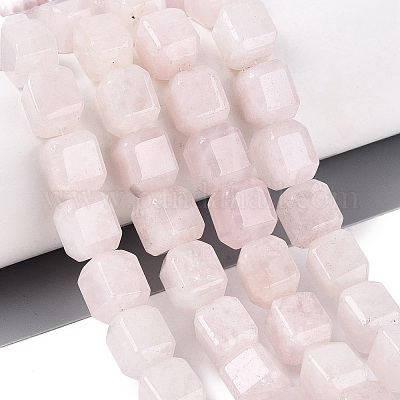 天然石ローズクォーツビーズ連売り 直方体の 10~12x9~10x9~10mm 穴 