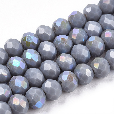 Electroplate Opaque Solid Color Glass Beads Strands&nbsp;EGLA-A034-P6mm-L23-1