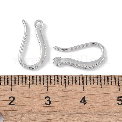 真鍮のピアスフック  釣り針  プラチナ  15x8.5x1.5mm  穴：1mm&nbsp;KK-U008-05P-1