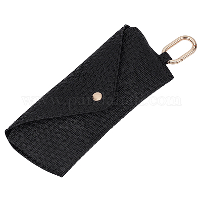 Puレザー眼鏡ケース  長方形  ブラック  180x82x8.5mm&nbsp;AJEW-WH0696-311-1