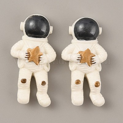 宇宙をテーマにした不透明樹脂カボション  ブラック  宇宙飛行士の模様  42x21x9mm&nbsp;RESI-WH0029-23E-06-1