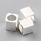 Brass Spacer Beads, Cadmium Free & Lead Free, Long-Lasting Plated, Cube with Round Hole, 925 Sterling Silver Plated, 2x2x2mm, Hole: 1.2mm