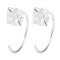 999 Fine Silver Micro Pave Clear Cubic Zirconia Pull Through Earrings, Silver, Square, 12.5x4.5mm