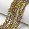 Electroplate Glass Beads Strands, Half Plated, Blue Plated, Faceted, Rondelle, Olive, 4x3.5mm, Hole: 0.4mm, about 100~110pcs/strand, 14.5~15.7 inch(37~40cm)