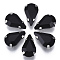 Sew on Rhinestone, Glass Rhinestone, Multi-strand Links, with Stainless Steel Settings, Garments Accessories, Faceted, Teardrop, Jet, 13x8x5mm, Hole: 1.2mm