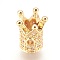 Brass Micro Pave Cubic Zirconia Beads, Cadmium Free & Lead Free, Crown, Clear, Real 18K Gold Plated, 10x8mm, Hole: 1.4mm