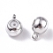 Brass Tube Bails, Loop Bails, Bail Beads, with CCB Plastic Inside, Long-Lasting Plated, Round, Platinum, 7x5x3.8mm, Hole: 1mm