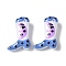 Baking Paint Glass Enamel Beads, Boot with Moon, Cornflower Blue, 24x17x8~8.5mm, Hole: 1.4mm