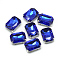 Sew on Rhinestone, Multi-strand Links, Glass Rhinestone, with Brass Prong Settings, Garments Accessoriess, Faceted, Octagon, Platinum, Royal Blue, 18x13x7mm, Hole: 0.8~1mm