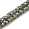 Electroplate Transparent Glass Beads Strands, Faceted, Cube, Olive Drab, 6x6x6mm, Hole: 1mm, about 67~68pcs/strand, 15.5~16 inch(39.4~40.6cm)