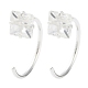 999 Fine Silver Micro Pave Clear Cubic Zirconia Pull Through Earrings&nbsp;EJEW-P296-28F-S-1