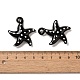 手作りランプワークペンダント  バンピー  ヒトデ  ブラック  35~38x31~32x8~9mm  穴：2~4mm&nbsp;LAMP-G162-07A-3