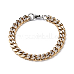 201/304ステンレススチール製キューバンリンクチェーンブレスレット（ユニセックス）  多面カット  ゴールデン·ステンレス鋼色  9インチ（22.9cm）&nbsp;BJEW-F522-04G