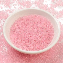 蓄光透明ガラスシードラウンドビーズ  穴なし/ドリルなし  グレードA  ピンク  2~2.5mm  約10000個/袋&nbsp;GLAA-F124-D06-A