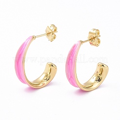 真鍮エナメルスタッドピアス  本物の 18K ゴールドメッキの女性用ハーフリングジュエリー  ミックスカラー  15x16x5.5mm  ピン：1.2mm&nbsp;EJEW-A093-08G