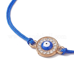 Evil Eye Alloy Crystal Rhinestone Link Braided Bracelets&nbsp;BJEW-JB10787