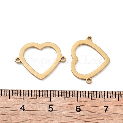 イオンプレーティング（IP）304ステンレススチール中空コネクタチャーム  ハートリンク  ゴールドカラー  14.5x19x1mm  穴：1mm&nbsp;STAS-P332-07G