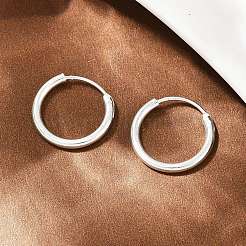 真鍮製フープピアス  鉛フリー＆カドミウムフリー  925銀メッキ  14x1.5mm&nbsp;EJEW-F378-02S