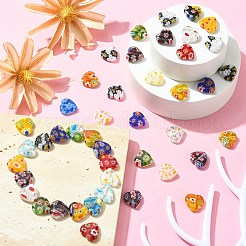 2 Strands Handmade Millefiori Glass Heart Bead Strands&nbsp;LK-CJ0001-01