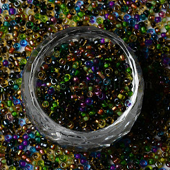 12/0 ガラスシードビーズ  透明色の虹  丸い穴  ラウンド  ミックスカラー  12/0  2~2.5x1.5~2.5mm  穴：0.7mm  約44000個/袋  約450 G /袋&nbsp;SEED-R051-06