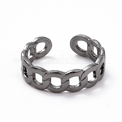 カーブチェーンシェイプ＆ワイヤーラップカフリングセット  女性のための合金ワイドバンドリング  ガンメタ色  内径：17~17.5mm  3個/セット&nbsp;RJEW-D116-05B