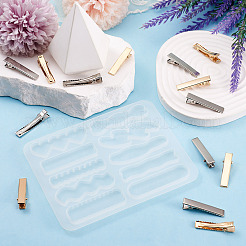 DIYヘアジュエリーキット  シリコン製ヘアクリップ型1個と鉄製ワニ口金20個が含まれます。  混合図形  ミックスカラー  125x98x5mm  内径：48~55x9~17mm&nbsp;DIY-TA0015-98