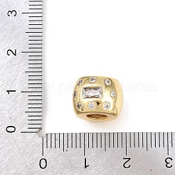 真鍮製マイクロパヴェキュービックジルコニアヨーロピアンビーズ  大きな穴ビーズロンデル  長持ちメッキ  ラックめっき  鉛フリー＆カドミウムフリー  18KGP本金メッキ  透明  12x9mm  穴：5mm&nbsp;KK-C162-058G-02
