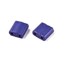 2穴ベーキングペイントガラスシードビーズ  正方形  ダークブルー  5x4.5~5.5x2~2.5mm  穴：0.5~0.8mm&nbsp;SEED-S023-17C-08