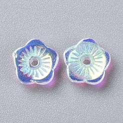 透明ガラスビーズ  花  クリアAB  8x3mm  穴：1mm&nbsp;GGLA-M004-02A-01