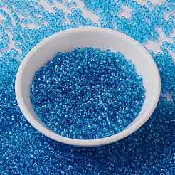 MIYUKIラウンドロカイユビーズ  日本製シードビーズ  （rr1880)透明ブルーグレーゴールド光沢  8/0  3mm  穴：1mm  約422~455PCS /ボトル  10 G /ボトル&nbsp;SEED-JP0009-RR1880