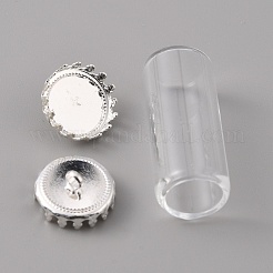透明なガラス瓶ペンダント  真鍮ストッパー付き（取り外し可能）  コラム  銀  28x12mm&nbsp;GLAA-WH0039-02S