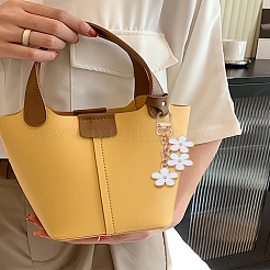1個の花の亜鉛合金エナメルペンダント装飾  バッグ飾り用の回転留め具チャーム  ホワイト  87mm&nbsp;HJEW-LP0001-69B
