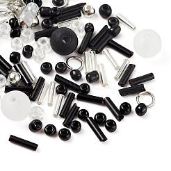 DIYガラスシードビーズジュエリーセット作成キット  アクリル＆ABSプラスチックビーズを含む  ガラスシード＆ラッパビーズ  磁性合金の留め金  鉄のパーツと弾性糸  ミックスカラー  ガラスビーズ：約520個/セット&nbsp;DIY-YW0004-23