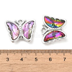 ガラスチャーム  合金パーツ  蝶  銀  19.5x23x5mm  穴：2mm&nbsp;PALLOY-P303-01S