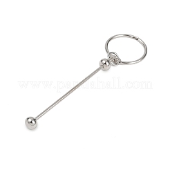 鉄棒ビーズキーホルダー留め具  プラチナ  112mm&nbsp;LS-AJEW-R004-02P