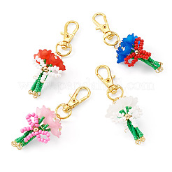 4Pcs Glass Seed Bowknot Bouquet Pendant Decorations&nbsp;HJEW-TA00423