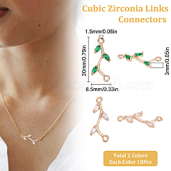 20Pcs 2 Colors Brass Micro Pave Cubic Zirconia Connector Charms&nbsp;KK-BBC0002-97