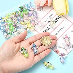 合金、ガラス、アクリルペンダント30個  304ステンレススチール製金具付き  ミックスカラー  30mm  5個/カラー&nbsp;PALLOY-CJ00130