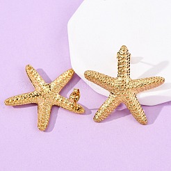 304 Stainless Steel Starfish Stud Earrings&nbsp;EJEW-Z135-02G-03